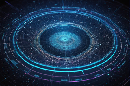 Futuristic Holographic Interface in Motion. Generative AI.の写真素材