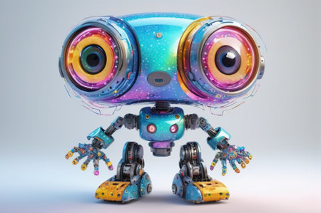 Colorful Futuristic Robot with Expressive Design. Generative AI.