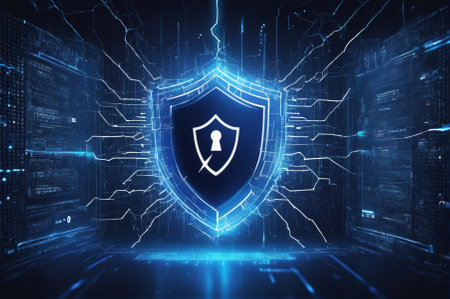 Cybersecurity Shield with Digital Protection Concept. Generative AI.