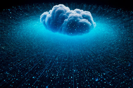 Digital Cloud and Data Streams. Generative AI.の写真素材