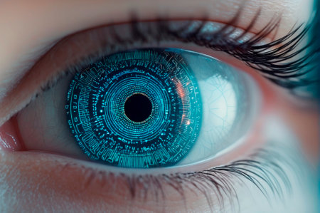 Futuristic Digital Eye with Technology Circuit Design. Generative AI.