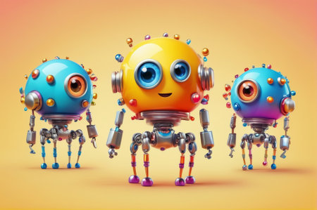 Colorful Robot Characters Vector Illustration. Generative AI.の写真素材