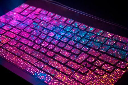 Colorful Glitter Keyboard with Sparkling Keys. Generative AI.