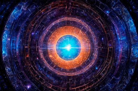 Cosmic Energy Radiating from Futuristic Vortex. Generative AI.