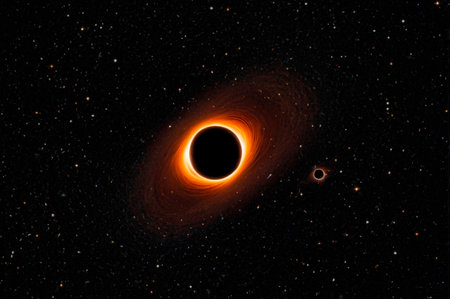 Stunning Black Hole in Deep Space Absorbing Light. Generative AI.の写真素材