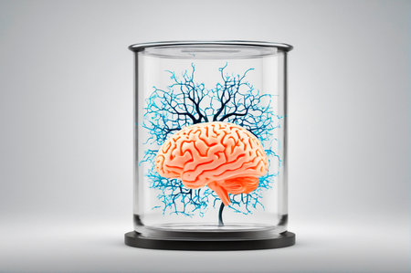Brain in Jar with Neural Network. Generative AI.の写真素材