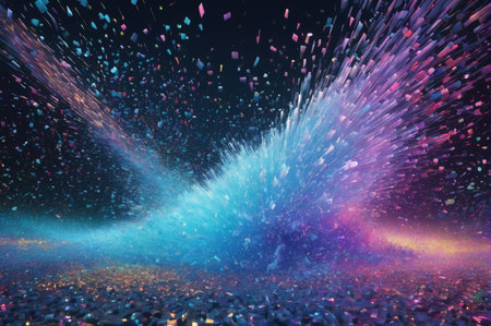 Dynamic Burst of Colorful Particles in Motion. Generative AI.