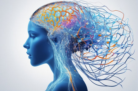 Futuristic Neural Network in Abstract. Generative AI.の写真素材