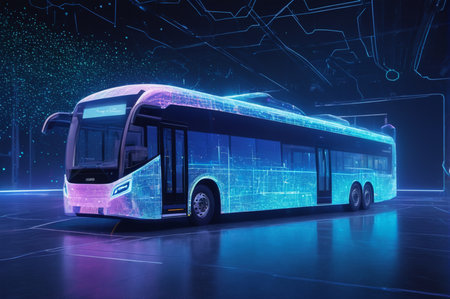 Futuristic Electric Bus in Digital Concept Art. Generative AI.の写真素材