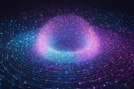 Glowing Digital Sphere in Abstract Quantum Design. Generative AI.の写真素材