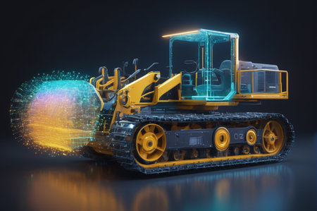 Futuristic Bulldozer with Digital Projection. Generative AI.の写真素材