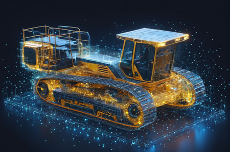 Futuristic Digital Excavator Concept. Generative AI.の写真素材