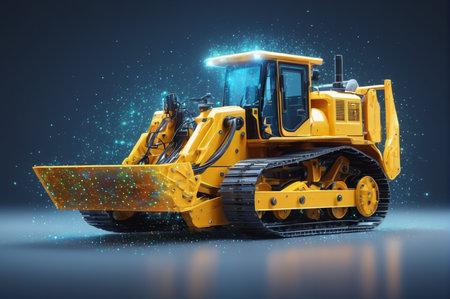 Futuristic Yellow Bulldozer. Generative AI.の写真素材