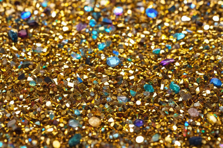 Shimmering Pile of Colorful Gemstones and Gold Pieces. Generative AI.の写真素材