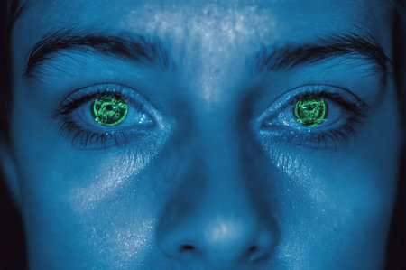 Futuristic Eyes with Digital Holograms. Generative AI.の写真素材