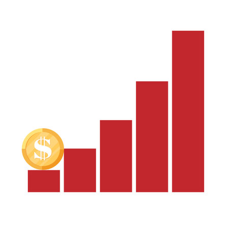 Dollar coin. Graph of the progress of decline, vector illustrationのイラスト素材