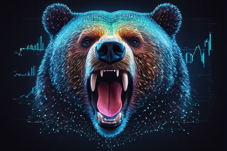 Roaring Bear Stock Market Vector Illustration. Generative AI.の写真素材