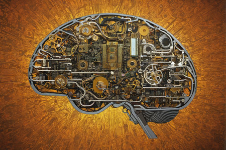 Intricate Circuitry Design in Human Brain Illustration. Generative AI.