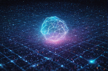 Futuristic Digital Sphere Floating in Virtual Space. Generative AI.