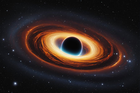 A Stunning Black Hole in Deep Space with Swirling Colors. Generative AI.