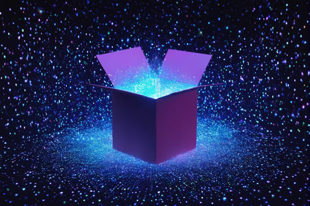 Magic Box of Light and Stars. Generative AI.の写真素材