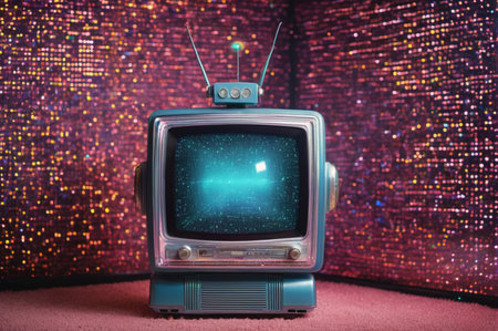 Vintage Retro TV with Cosmic Glow. Generative AI.の写真素材