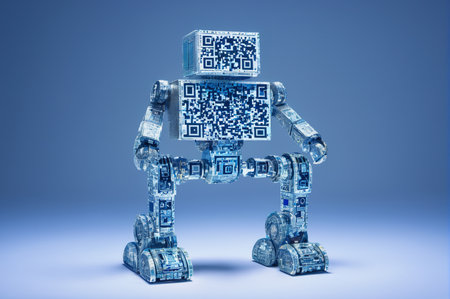 QR Code Robot with Digital Structure. Generative AI.の写真素材