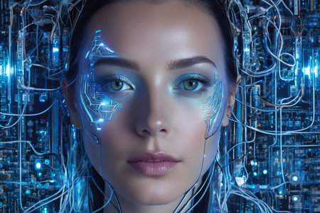 Cybernetic Human Interface. Generative AI.の写真素材