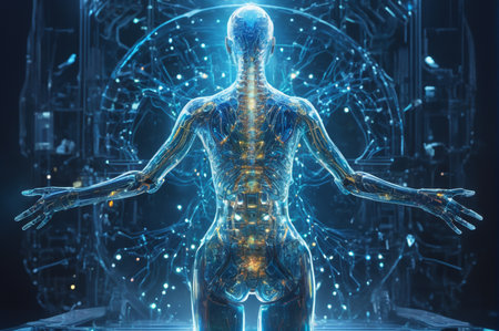 Neural Nexus Awakening. Generative AI.の写真素材