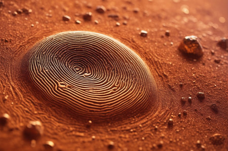 Martian Fingerprint Crater. Generative AI.の写真素材