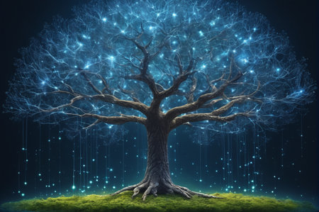 Tree of Digital Light. Generative AI.の写真素材