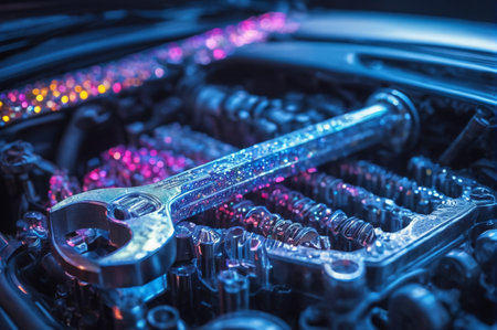 Engine Spark Mechanics. Generative AI.の写真素材