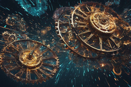 Cosmic Gears of Time. Generative AI.の写真素材