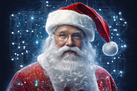 Digital Santa Claus. Generative AI.の写真素材