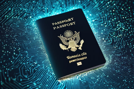Digital USA Passport Security. Generative AI.の写真素材