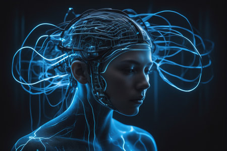Neural Connection. The Future of Human-AI Symbiosis, Generative AI.の写真素材
