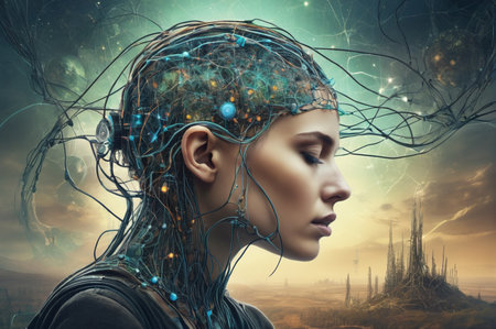 Cybernetic Mindscape. Generative AI.