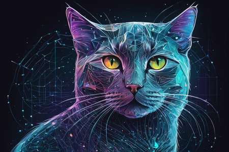 Quantum Cyber Cat. Generative AI.の写真素材