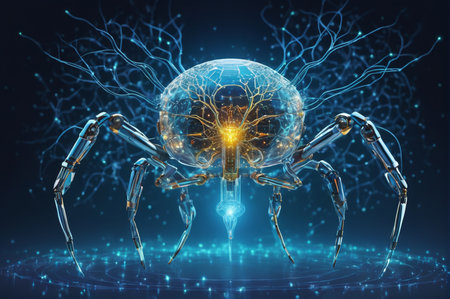 Neural Core Arachnobot. Generative AI.の写真素材