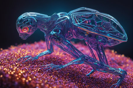 Neon Biomech Crawler. Generative AI.の写真素材