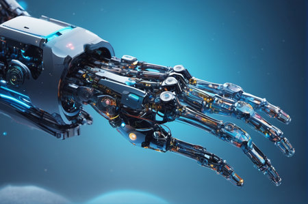 Advanced Robotic Hand with Futuristic Engineering. Generative AI.