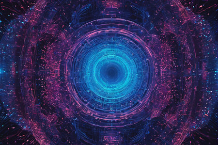 Neon Quantum Portal. Generative AI.