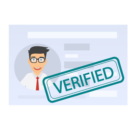 Confirmed identity card. Verification of a man, vector illustrationのイラスト素材