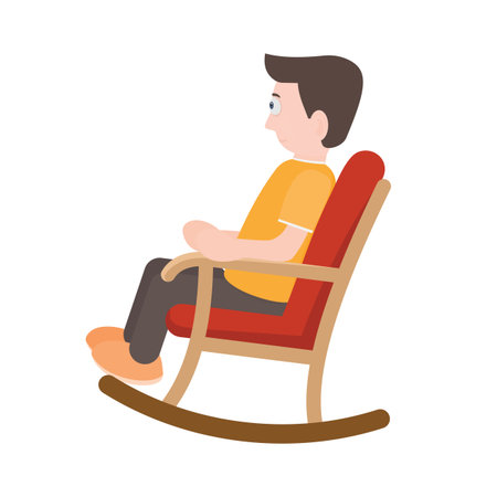 Man sitting in a rocking chair. Rocking chair, vector illustrationのイラスト素材