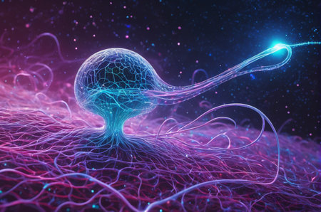 3D illustration of a neuron, brain cell, neuron cell.