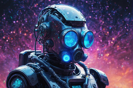 Astronaut in space suit and gas mask. 3D rendering