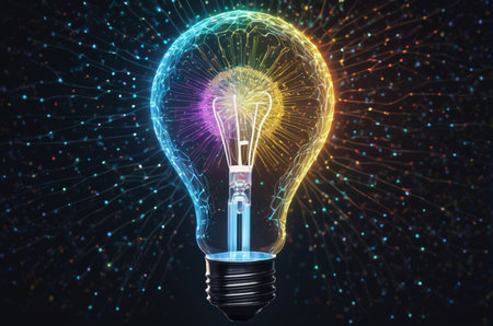 Glowing light bulb on dark background. Idea concept. 3D Rendering