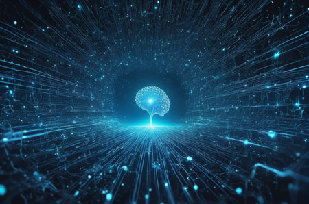 3D rendering of artificial intelligence in cyberspace. Artificial intelligence concept