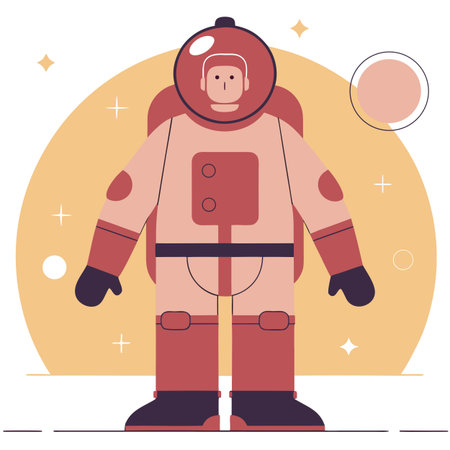 Flat Design Astronaut in Space Suit, vector illustration. Generative AI.のイラスト素材