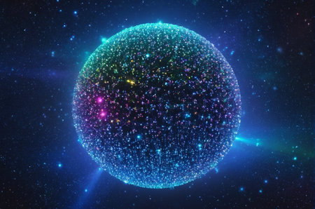 3d render of abstract planet with stars and nebula in spaceの写真素材